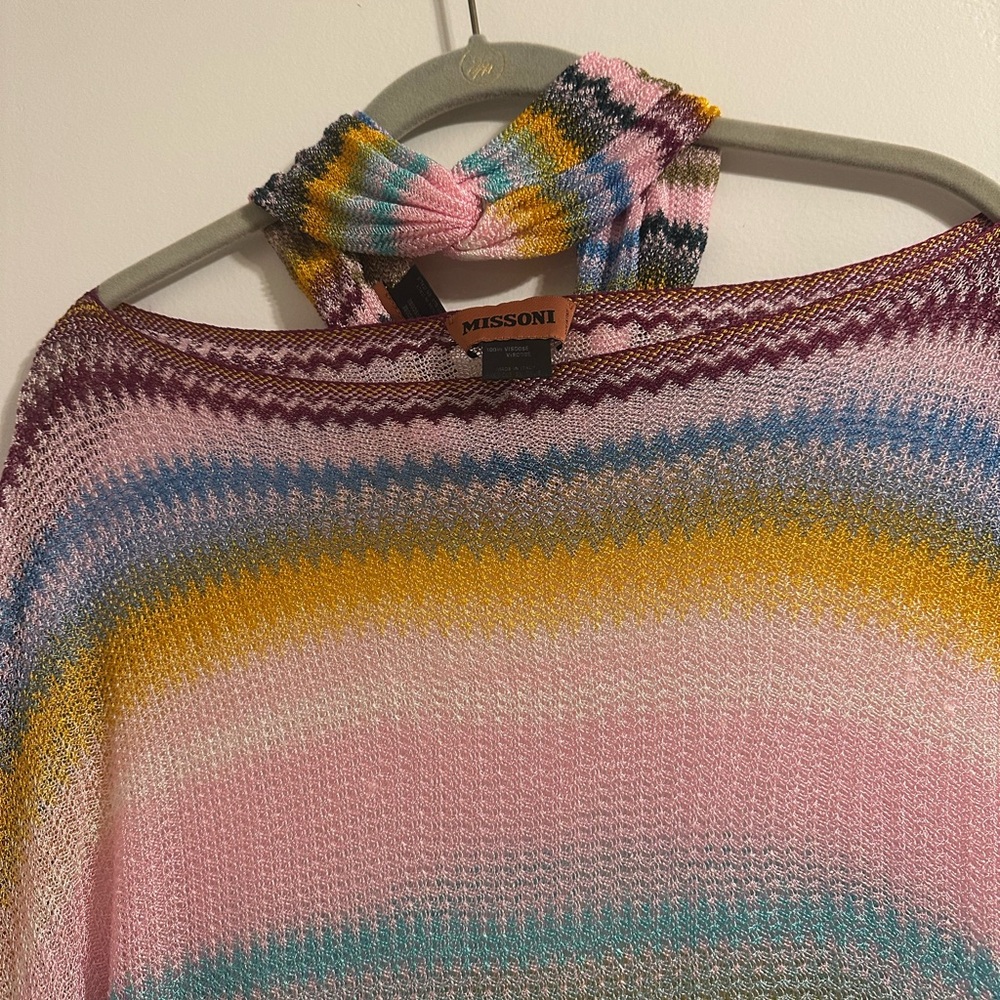Missoni striped poncho/swim coverup with matching zigzag headband